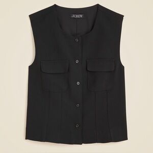 NWT J.Crew Crewneck Vest in City Crepe in Black